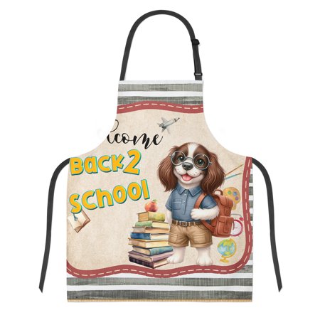 Welcome English Springer Spaniel Back to School Vintage Retro Apron Springers Dog Lover Gifts for Cooking Grilling Baking Painting Gardening - 02012