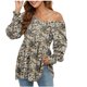 thumbnail image 1 of Camisas Para Mujer Casual Moda Manga Larga Cuello en V Estampado Puff Manga Larga Túnica Top Odeerbi ODB126165, 1 of 7