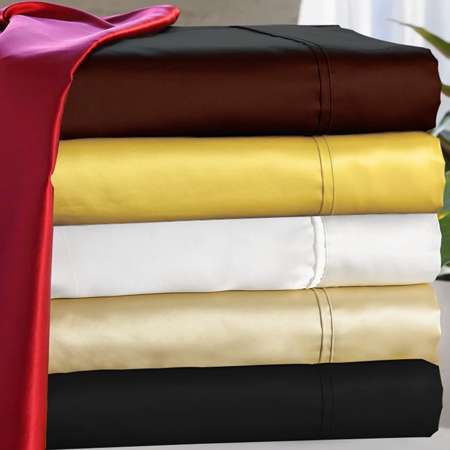 Luxury Home 4-Piece 90 GSM White Polyester Bed Sheet Set, Queen - Hypoallergenic