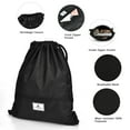 thumbnail image 5 of Costway Drawstring Backpack String Bag Folding Sports Sack w/Zipper Pocket Black, 5 of 11