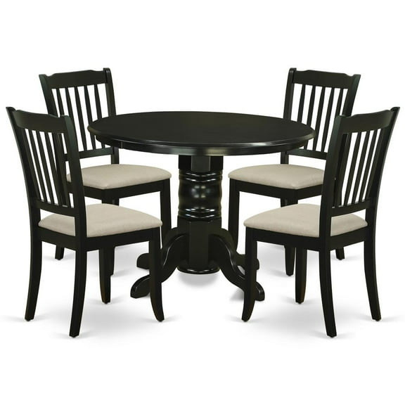 East West Furniture Dining Room Set Black, SHDA5-BLK-C