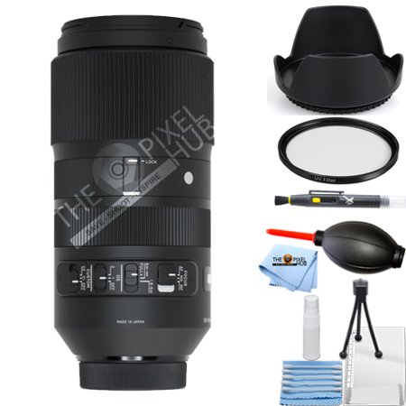 Sigma 100-400mm f/5-6.3 DG OS HSM Contemporary Lens Canon EF Starter Bundle with Tulip Hood Lens  UV Filter  Cleaning Pen  Blower  Microfiber Cloth and Cleaning Kit