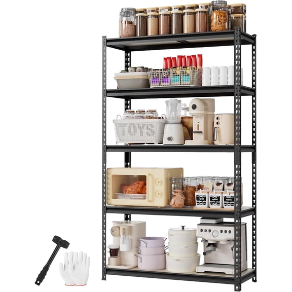 WORKPRO 5-Tier Storage Shelf, 2180LBS  Heavy-Duty Adjustable Garage Shelving Unit for Basement, Kitchen, Pantry, 27.6"W x 11.8"D x 60"H, Black