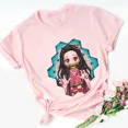 thumbnail image 5 of Camisetas de algodón para niños con estampado de Nezuko Kamado Kimetsu No Yaiba, color rosa, para bebés, lindas camisetas Harajuku Kawaii, camisetas para niñas, 5 of 5