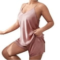 thumbnail image 4 of Xysaqa Women's Plus Size Satin Pajama Sets 3X 4X 5X, Women 2 Piece Sleepwear Sleeveless Cami Top and Shorts Comfy Womens Loungewear Sets 2025 Pink Xxxxxl, 4 of 6