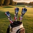 thumbnail image 2 of Uorisanigo Golf Head Covers, 3pcs Eagle American Flag Golf Club Covers for Woods and Driver Fairway Hybrid, PU Leather Headcovers for Club Protective, Fits Most Golfs Clubs, 2 of 7