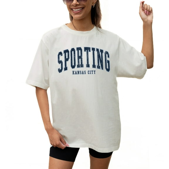 Women's Gameday Couture  Cream Sporting Kansas City Goal Line Oversized T-Shirt