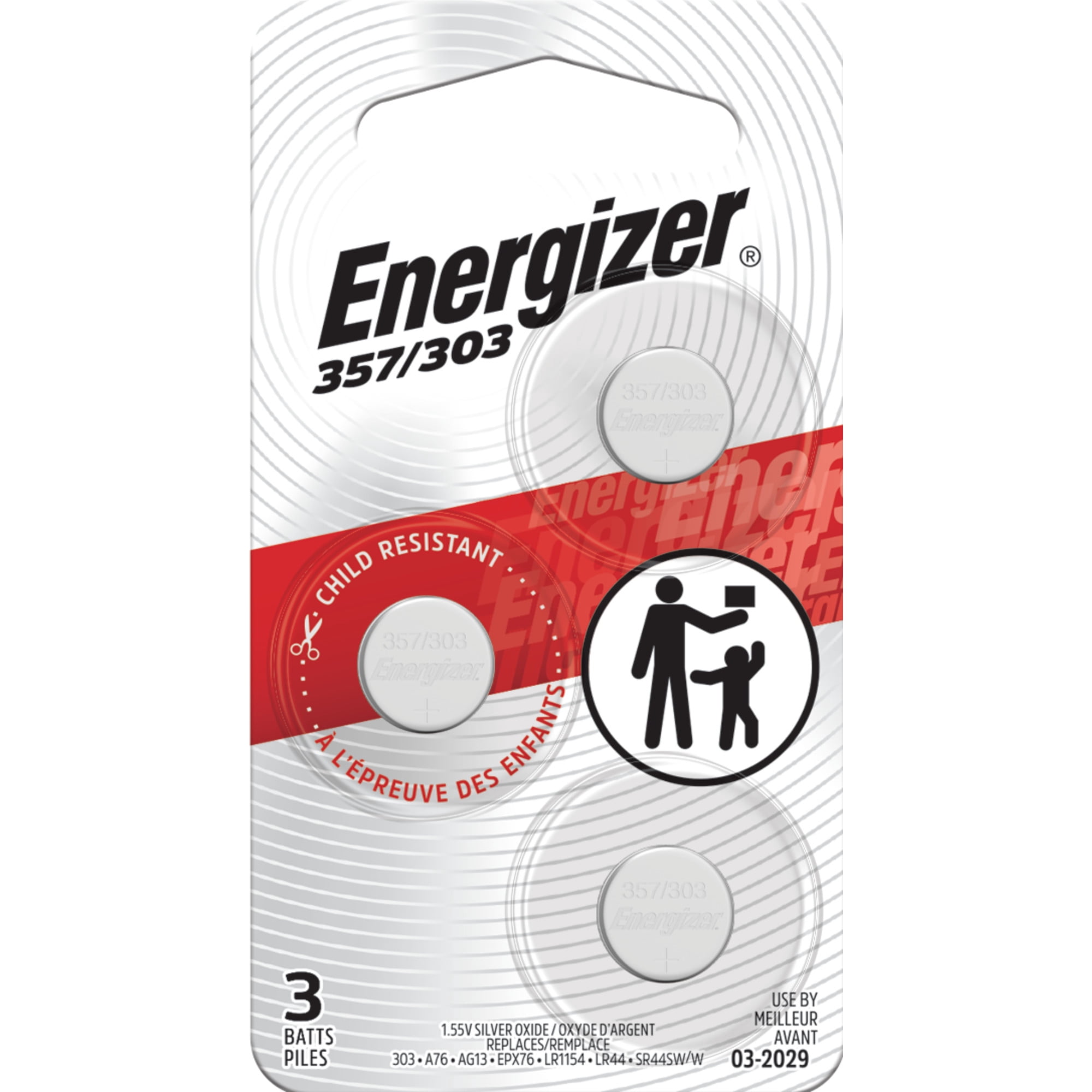 (2 pack) Energizer 357 / 303 Button Cell Batteries 3 Pack - Replaces AG13 SR44 A76 LR44