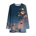 thumbnail image 4 of Craaazy Women's Casual Vintage Floral Printed Crewneck Oversized Long Sleeve Blouses with Pockets Gifts, 4 of 7
