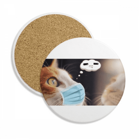 

Hungry Lovely Head Cat Expressions Coaster Cup Mug Tabletop Protection Absorbent Stone
