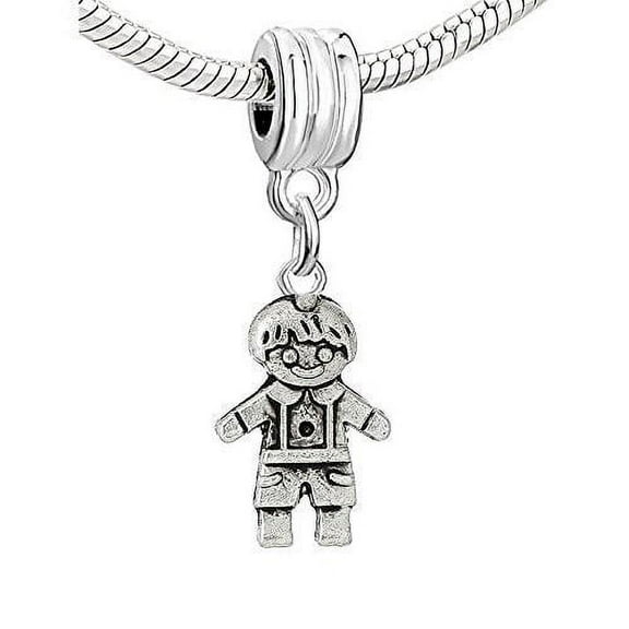 Sexy Sparkles Silver Plated Base Little Boy Dangling Charm European Bead Compatible with Most European Snake Chain Bracelets - 1 Bead, Zinc Metal Alloy
