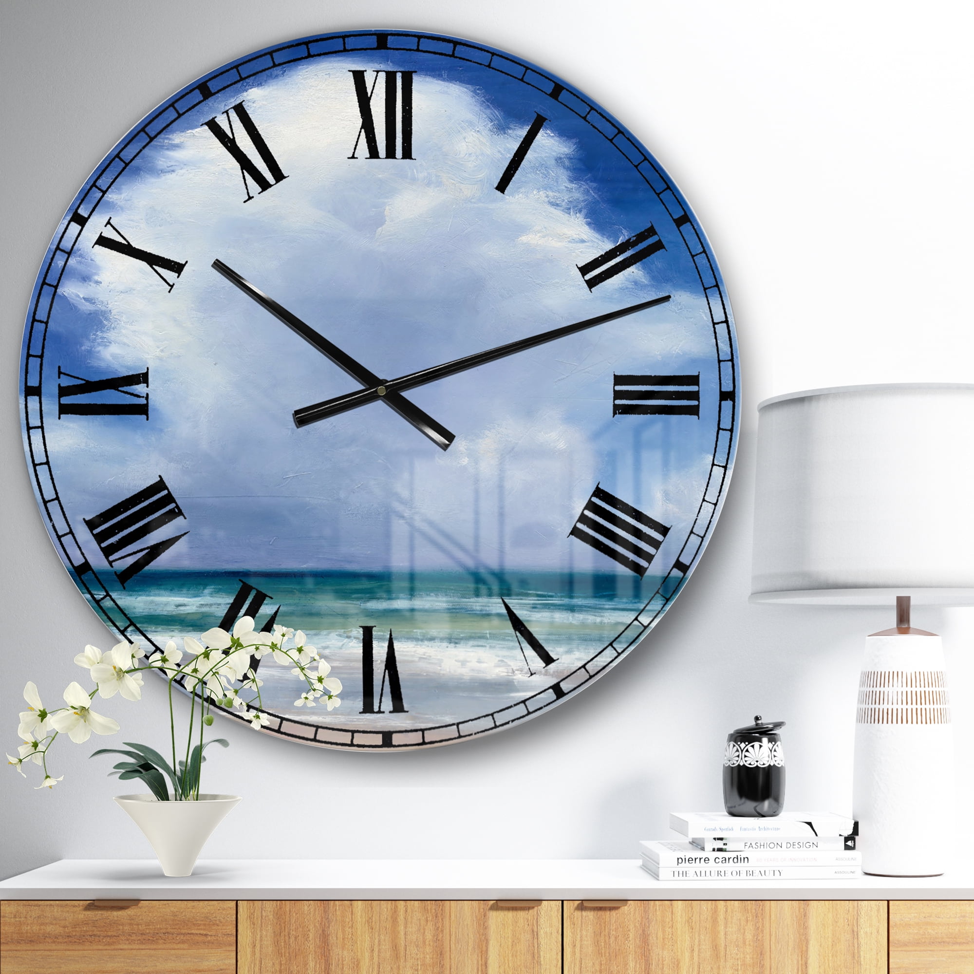 Designart Beach Clouds Ii Large Wall Clock