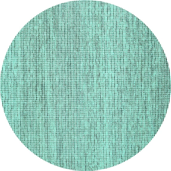 Ahgly Company Machine Washable Indoor Round Abstract Turquoise Blue Contemporary Area Rugs, 3' Round