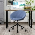 thumbnail image 3 of Silla semicircular moderna Costway de tela acolchada sin brazos con Ruedas Altura ajustable azul, 3 of 6