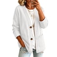 thumbnail image 2 of Dwellite Denim Cardigan for Women Lightweight Button Down Vneck Jean Jackets Fashion Long Sleeve Vintage V Neck Coat White M, 2 of 5