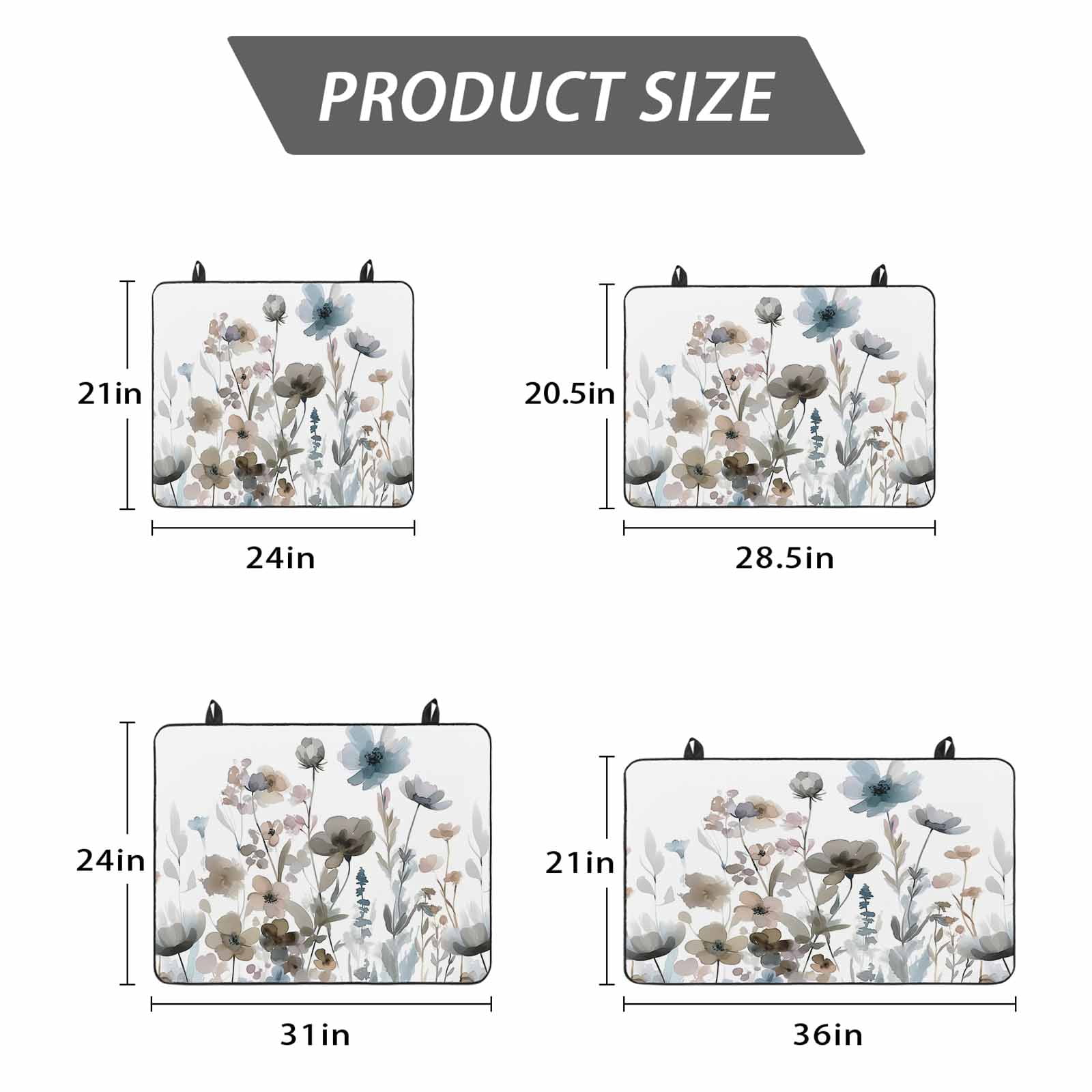 Blue Grey Pink Spring Floral Stove Top Cover for Electric Stove, Heat-proof & Non Slip Glass Top Stove Cover Protector, Watercolor Botanical Kitchen Flat Cooktop Rubber Mat 24x21 Inches