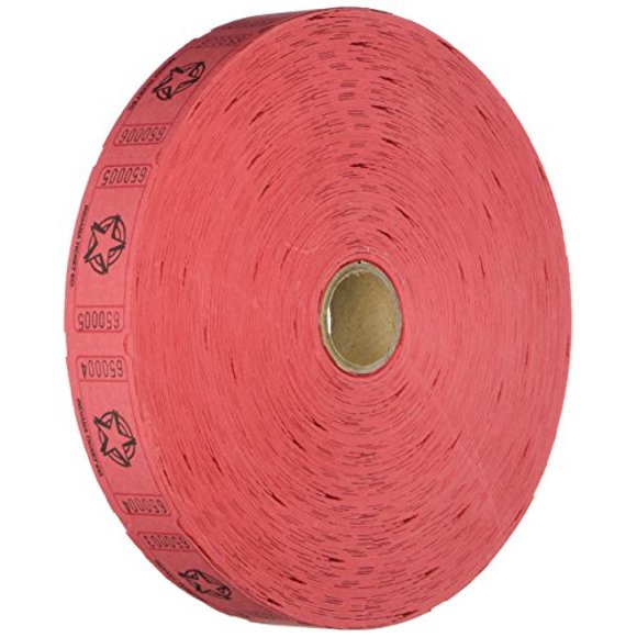 1 X 2000 Red Star Single Roll Consecutively Numbered Raffle Tickets