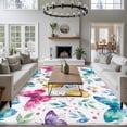 thumbnail image 3 of Large Area Rugs for Living Room Bedroom, Spring Colorful Butterflies 8'x10' Rug Washable Carpet Runner Indoor Outdoor, Spring Floral Art Decor Non Slip Floor Mats Rug for Kitchen, Patio, 3 of 8
