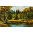 thumbnail image 2 of Ada-Kris 32x22 Gold Ornate Wood Framed with Double Matting Museum Art Print Titled - LAKE IN THE WOOD, 2 of 4