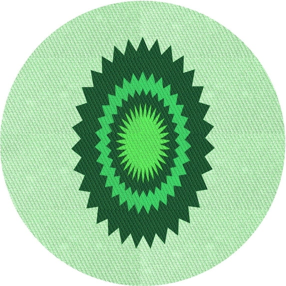 Ahgly Company Machine Washable Indoor Round Transitional Light Green Area Rugs, 4' Round