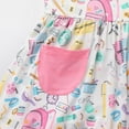 thumbnail image 5 of IBTOM CASTLE Kids Girls Back to School Dress Sleeveless Pencil Book Causal Ruffle Kindergarten Dresses with Pockets 3-4 Years Pink + White, 5 of 8