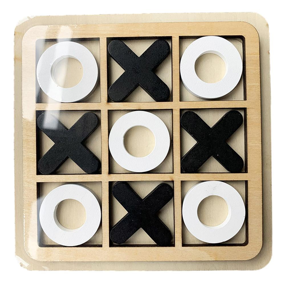Noughts & Crosses Traditional Wooden Tic Tac Toe Game 