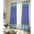 thumbnail image 5 of Navy Blue Boho Sheer Curtains 63 Inch Length 2 Panels Set for Living Room/Bedroom, Vintage Ethnic Tribe Abstract Art Retro Kitchen Curtains Grommet Semi-Sheer Curtains Window Treatments 42"x63"x2, 5 of 7