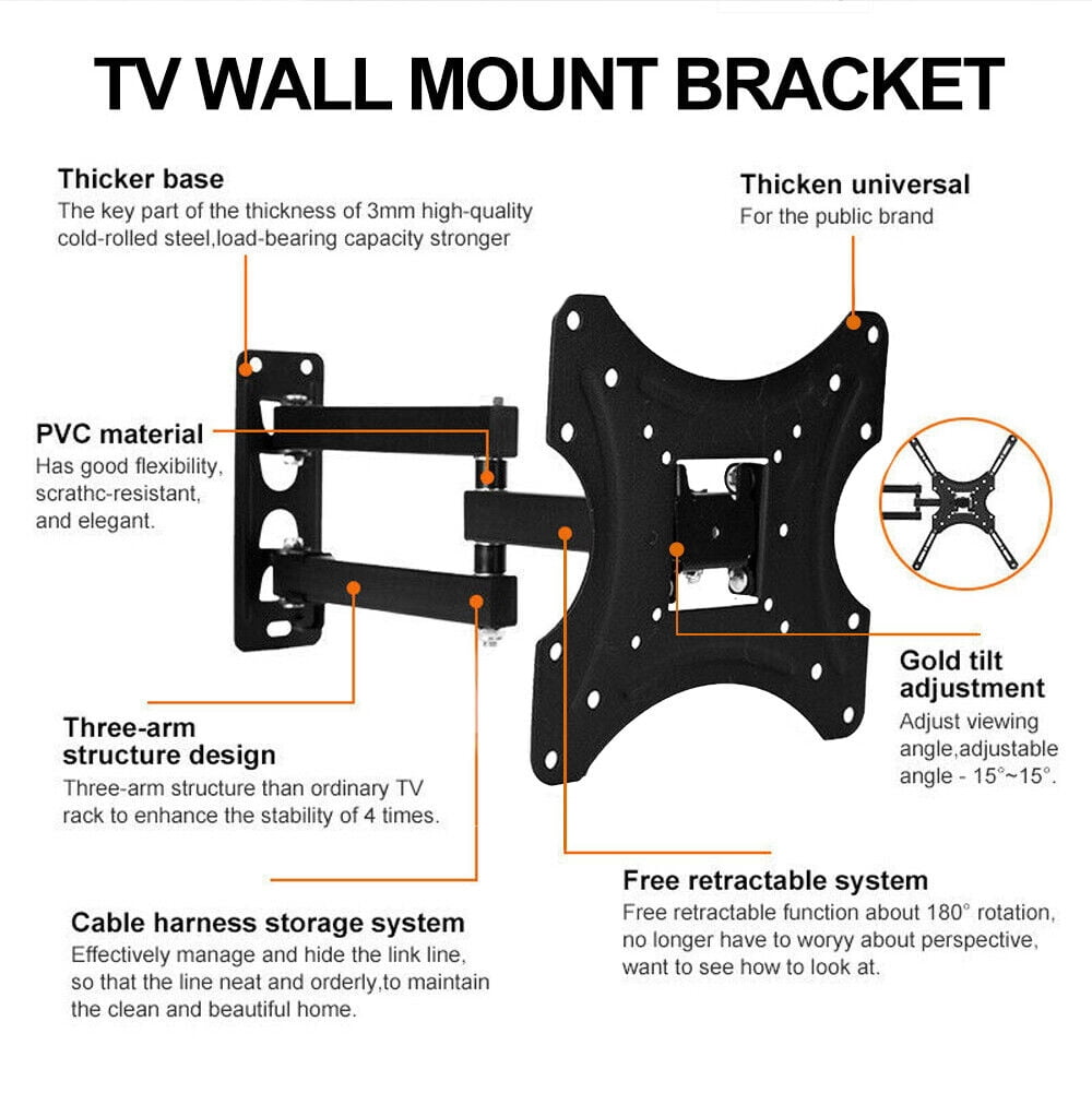 TV Wall Mount Swivel and Tilt Full Motion for Most 32to 55 inch TV Mount up to 44lbs