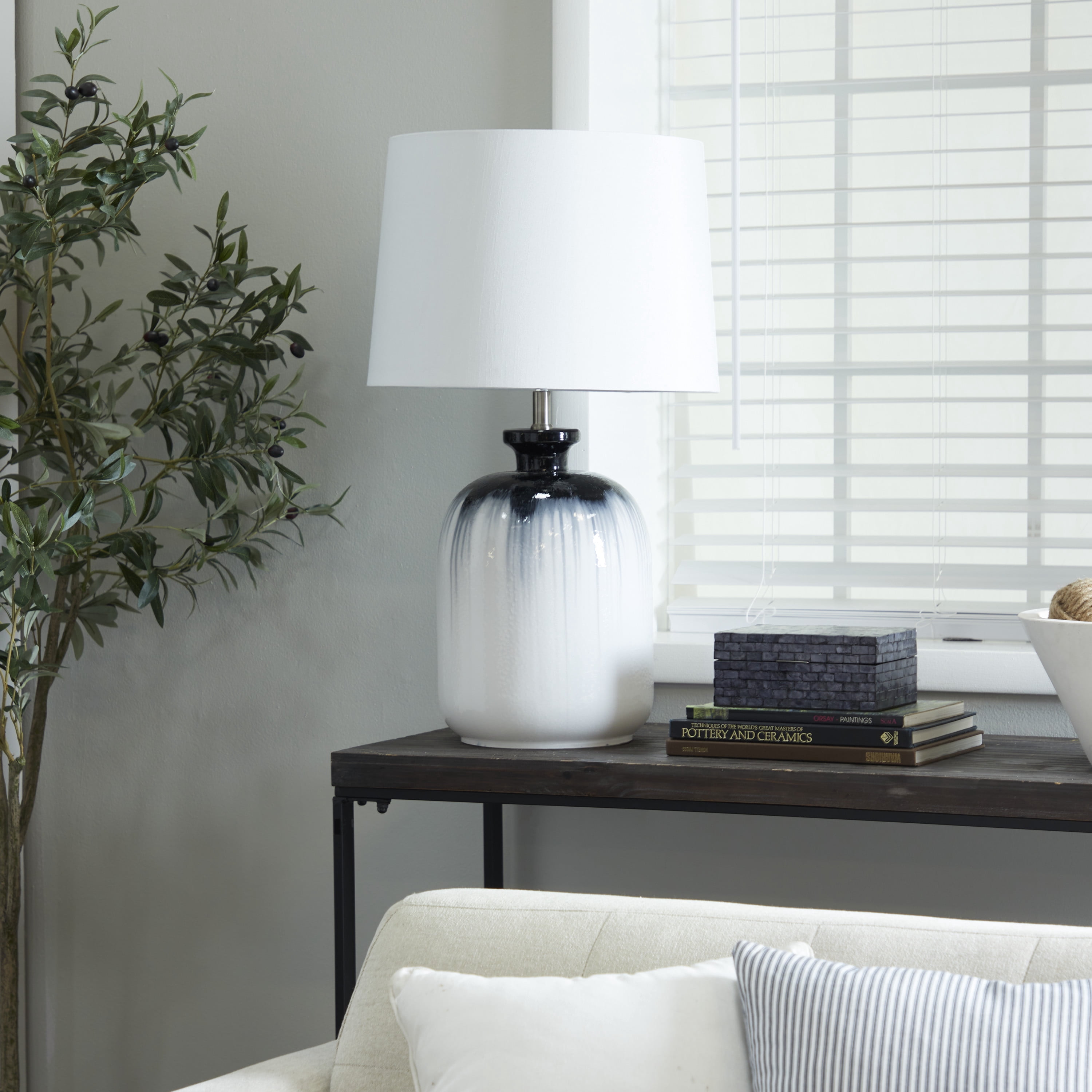 DecMode 17"W, 29"H Glass Modern Table Lamp, Multi Colored, 1-Piece