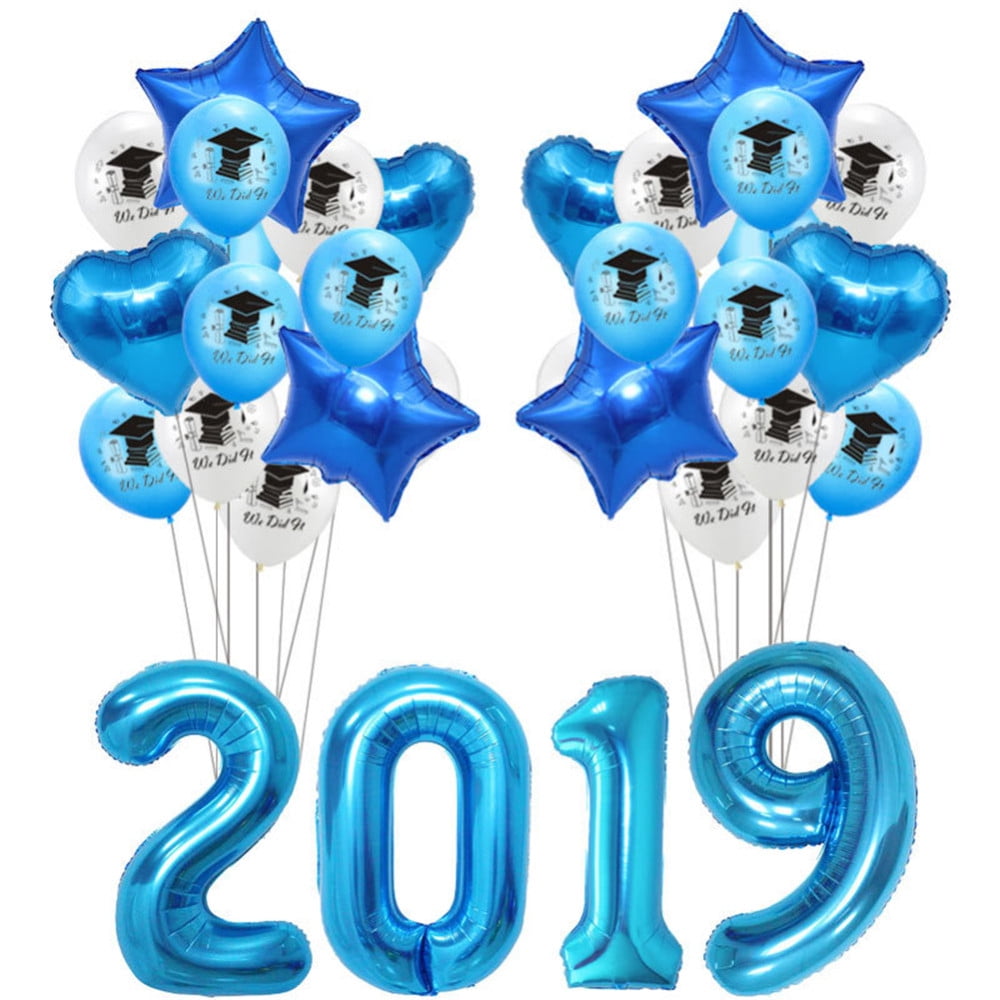 Graduation Balloons Set Balloon Heart Star Cap Foil Latex Balloons Kit