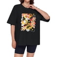 thumbnail image 4 of Camiseta ADOREJOY Oversized para mujer con cuello redondo y flores negras, 4 of 9
