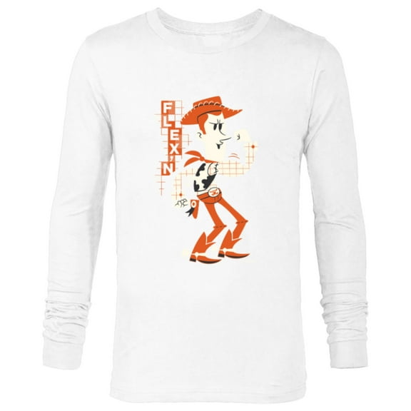 Disney and Pixar’s Toy Story Woody Flexin’ Stylized - Long Sleeve T-Shirt for Men - Customized-White