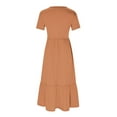 thumbnail image 5 of Bigersell Western Dress for Women Summer Female Crew Neck Short Sleeve Maxi T-Shirt Dress Style D-31 Long Formal Dress Ladies Regular Summer Dresses , Khaki XXL, 5 of 5