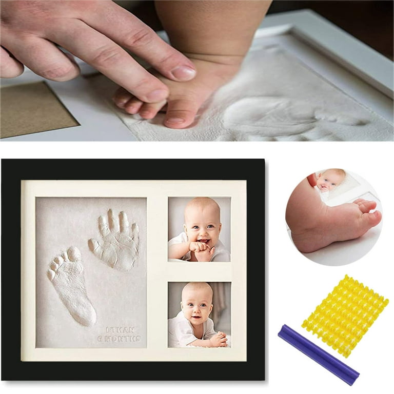 Baby Footprint & Handprint Photo Frame Kit | Capture Unforgettable Moments!  Includes White Paint and Paint Tray | Newborn Keepsake Frame | Hand & Foot