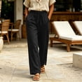 thumbnail image 5 of Oksale Lightweight Pants for Women Summer Lace Straight Leg Pants with Pockets Soft Comfy Drawstring High Waist Casual Pants Going Out Trousers 2026 Black L, 5 of 7