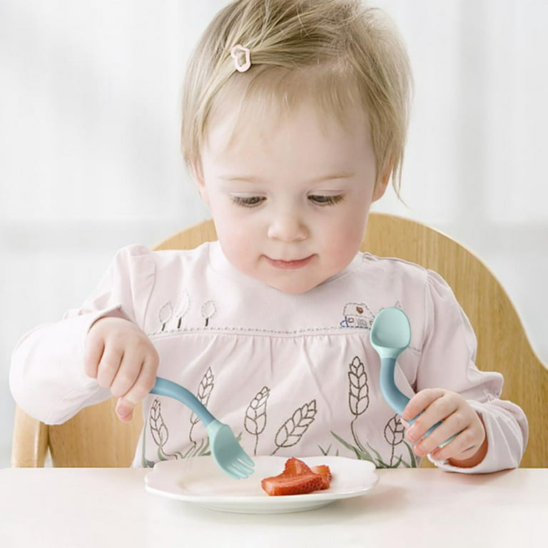 Baby Utensils Spoons Fork,toddlers Feeding Training Spoon and Fork  Tableware Set Easy Grip Heat-resistant Self-feeding Learning Spoons Forks  for Kids