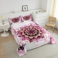 thumbnail image 4 of Watercolor Mandala Twin Comforter Set Chic Flower Floral Bedding Set Twin Women,Watercolor Oil Painting Bedding Comforter Sets Ombre Gradient Duvet Set,Pink Quilted Comforter, 4 of 7
