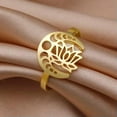 thumbnail image 3 of Buddhism Lotus Flower Rings Stainless Steel Moon Open Finger Ring Jewelry, 3 of 5
