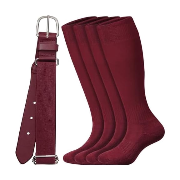 EryueerBaseball Socks and belt Combo Set Men's Baseball Belt with Softball Sock Elastic Waist Belts