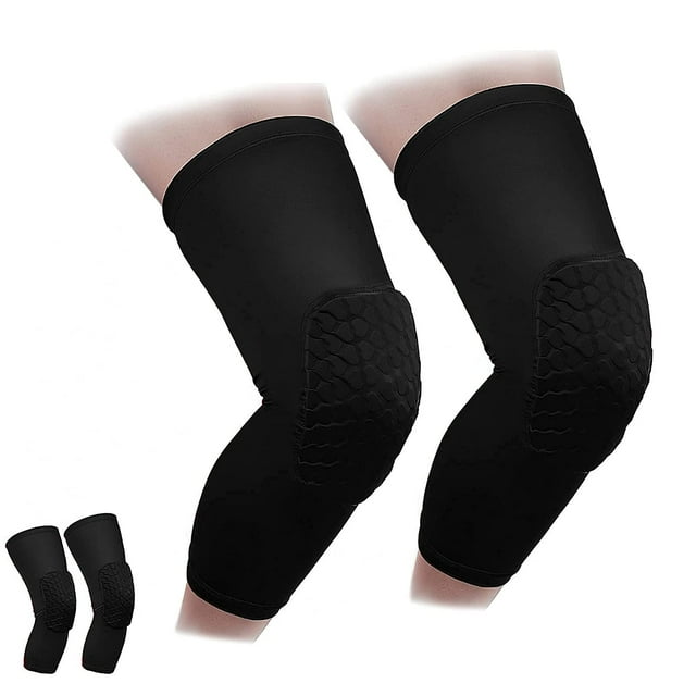 Knee Sleeve Pair Kneepad Pads Crashproof Antislip Basketball Leg Sleeve Protective Pad Support Guard Padded Breathable Compression Wear Hexpad - 2 Packs