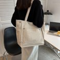 thumbnail image 4 of Bolso de hombro de lona vintage para mujer, bolso de mano de tela informal con estampado de letras a presión magnéticas, 4 of 8