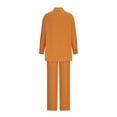 thumbnail image 4 of Mrat 2 Piece Trendy Suit Set Women Long Sleeve Solid Blouse Tops and Trousers Suit Sets Running Sweatsuit S-708 Orange L, 4 of 5