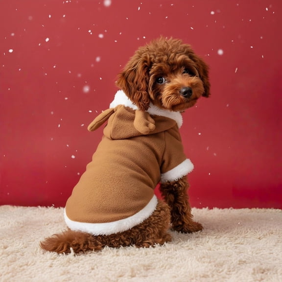 Pet Reindeer Funny Pet Elk Dress Cute Puppy Warm Hoodie Apparel Clothes(Brown L-35Cm)