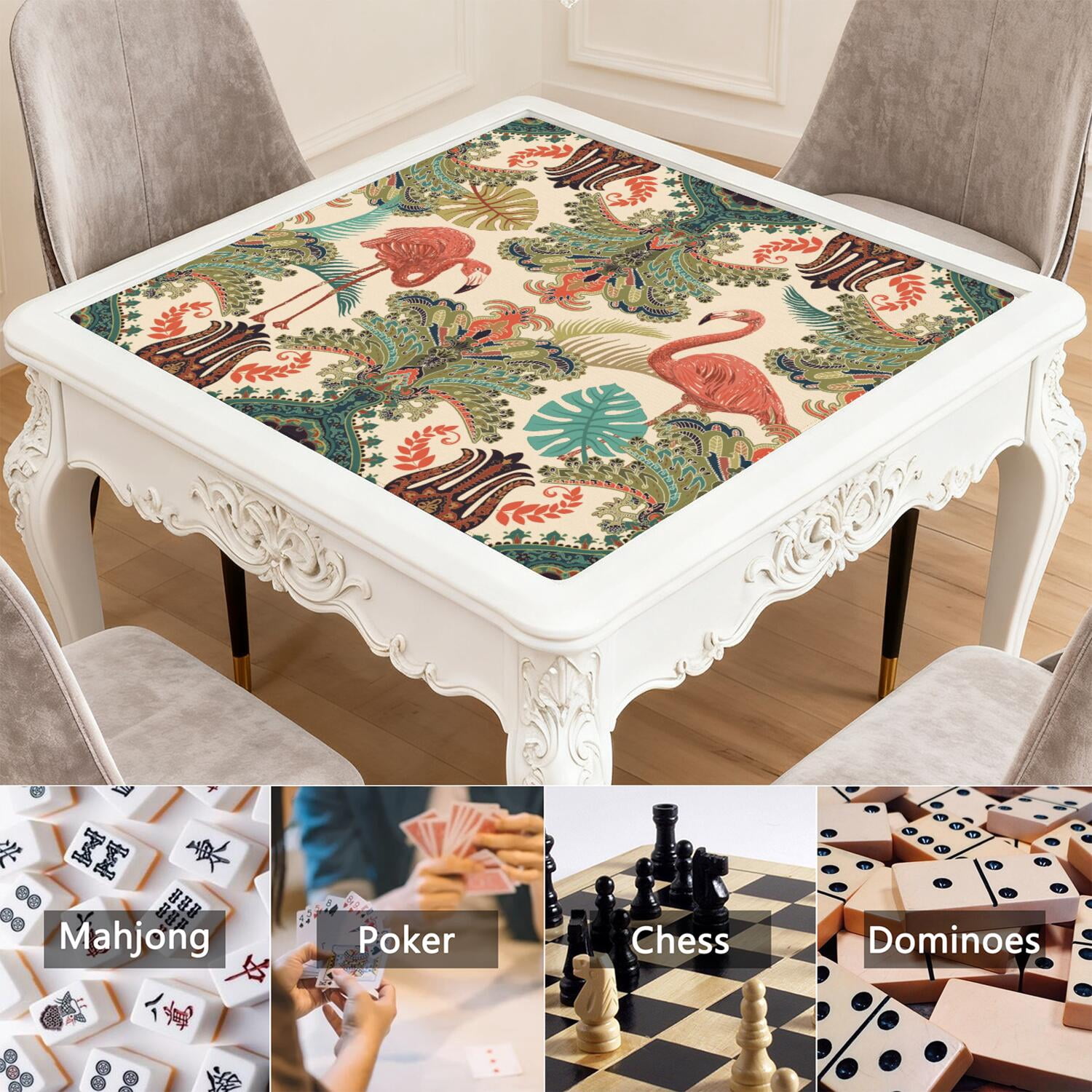 Paisley Mahjong Mat for Table, 31.5*31.5in Anti Slip American Mahjong Table Cloth, Noise Reduction, Neoprene Mah jongg Mat with Carrying Bag & 3 Dices, Mahjong Accessories Gift, Board Tile Games Mats