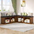 thumbnail image 6 of Gineuiia L-Shape Storage Bench with Cushion Backless Corner Dining Bench with Storage Kitchen Breakfast Nook Bench Storage Bench for Entryway Walnut, 6 of 9