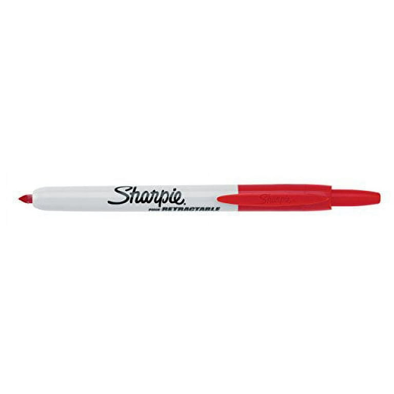 Sharpie Retractable Permanent Markers, Fine Point, Red, 12 Count