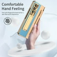 thumbnail image 7 of SaniMore for Samsung Galaxy Z Fold 5 7.6" Folding Magnetic Hinge Protection Case with Tempered Glass Film, PU Leather Cover with Wireless Charging & Kickstand Full Body Protective Shell, Blue Gold, 7 of 7