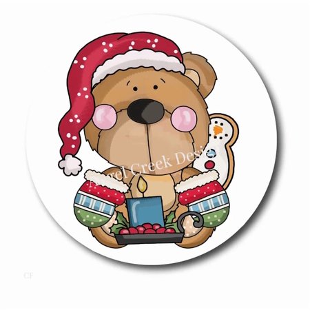DOPASTICKER Primitive Bear W/Mittens Scrapbook Stickers Chri.Stm.As Phone Decal Water Bottle Stickers Cars Stickers Water Bottle Stickers For Kids