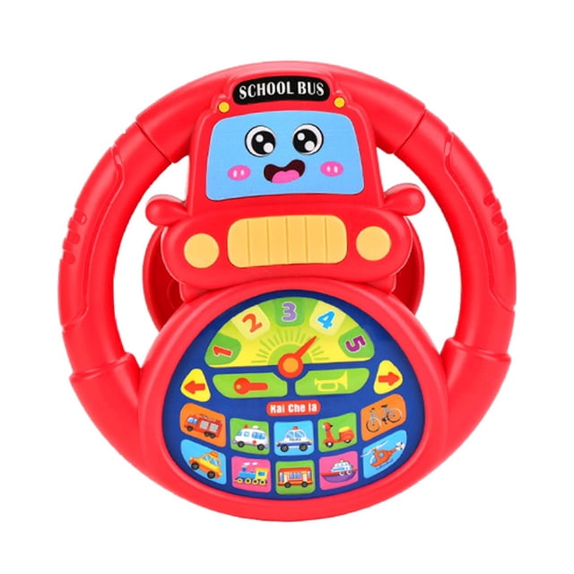 Juguete de volante para niños Controlador de conducción Simulada Juego de dibujos animados Instalación fácil Toy sensorial para el día infantil Inicio Rojo