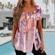 thumbnail image 1 of ICHUANYI Clearance Fashion Womens Casual Printed Square Neck Short Sleeve Buttons Tops Loose Blouses(Pink, S) ICHUANYI WER2023081009324, 1 of 5
